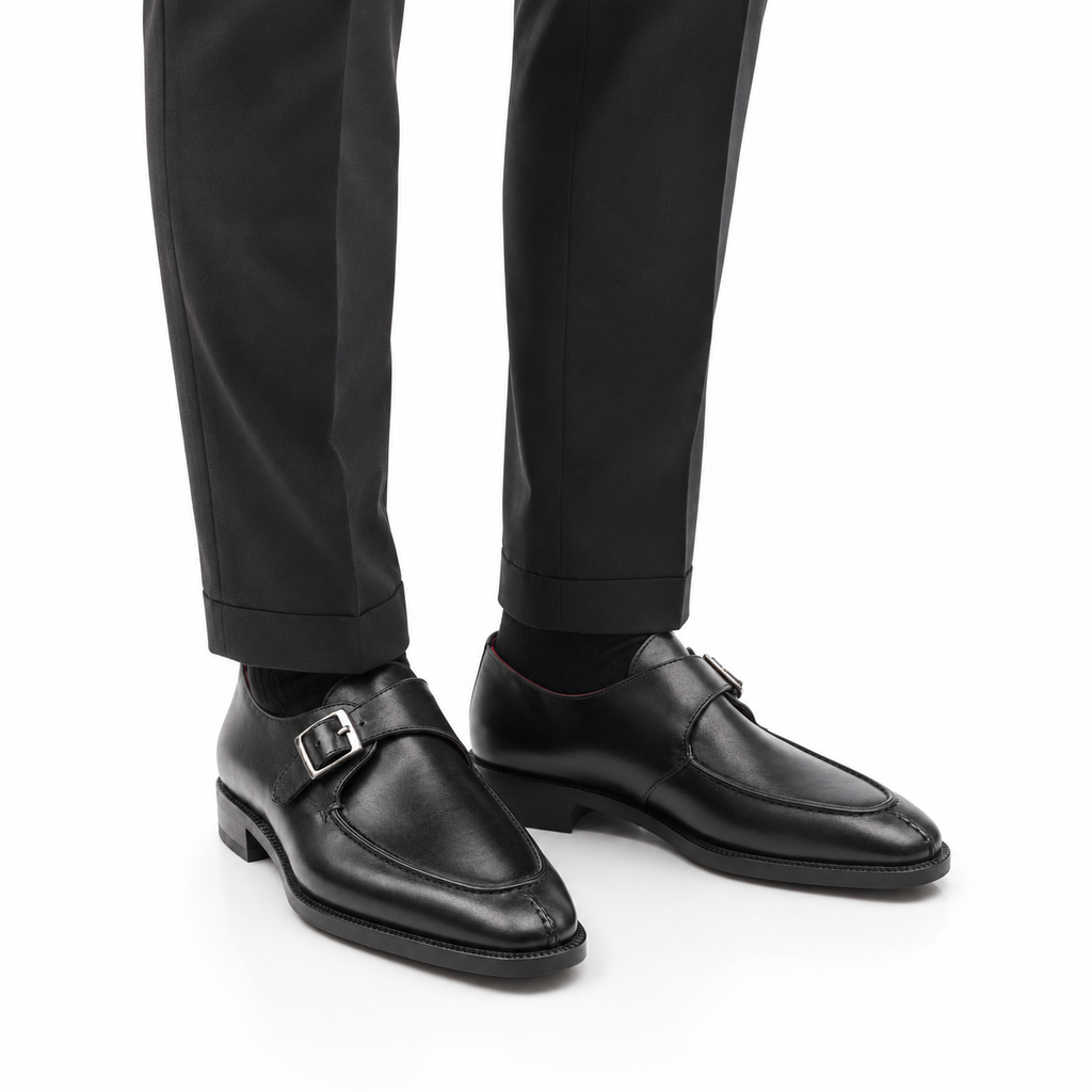 Black Leather Monk Straps