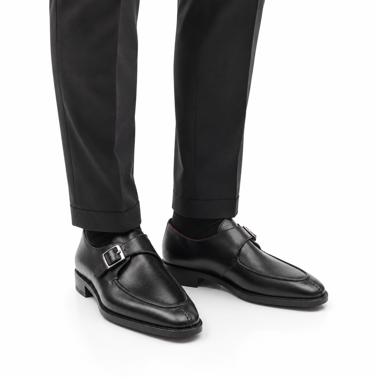 Black Leather Monk Straps