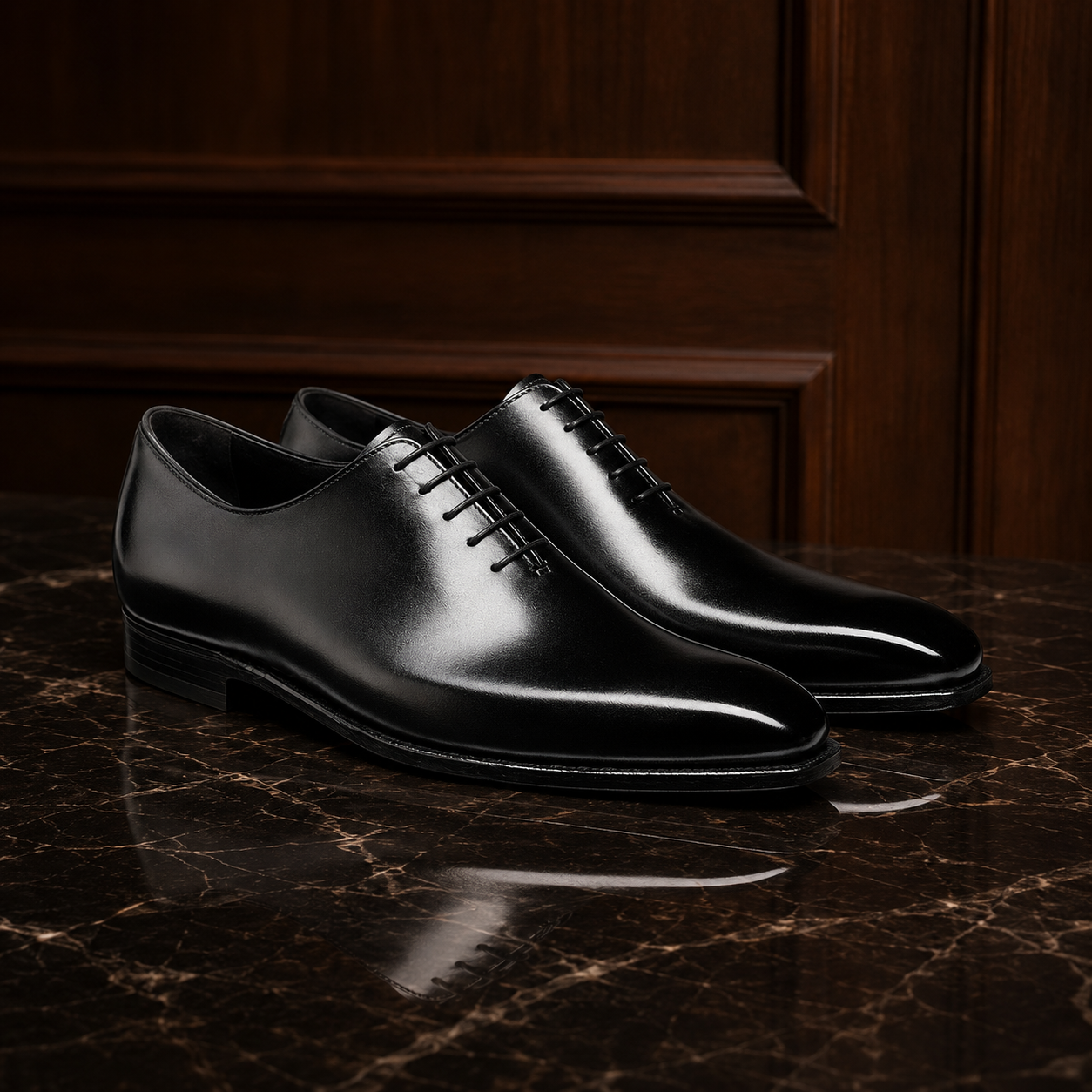 Onyx Black Wholecut Oxford Shoes