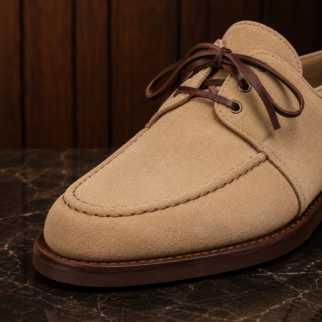 Sandstone Beige Suede Lace Loafers