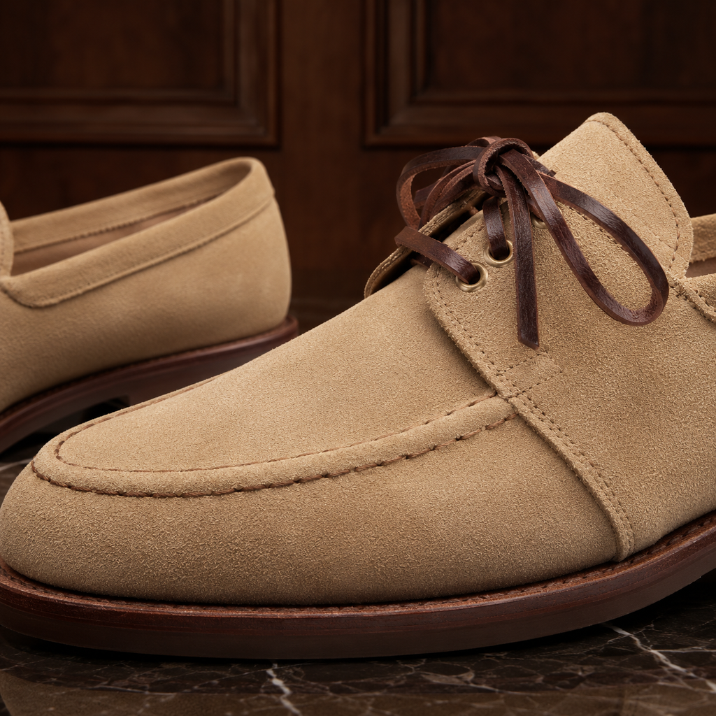 Sandstone Beige Suede Lace Loafers