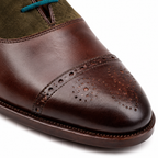 Two-Tone Burgundy & Olive Leather Lace-Up Boots
