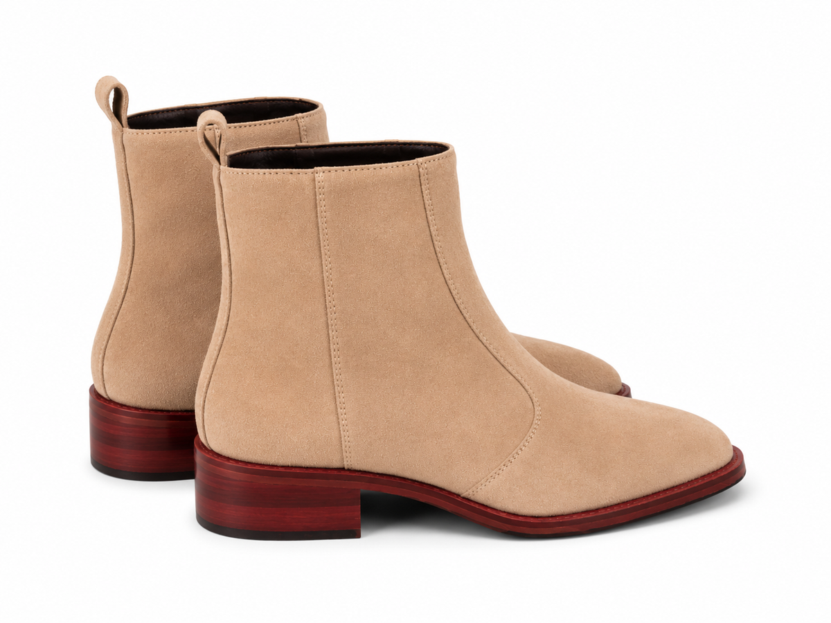 Beige Suede Chelsea Boots
