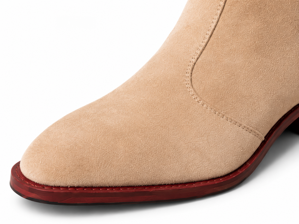 Beige Suede Chelsea Boots