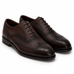 Dark Brown Pebble Grain Wingtip Oxford Shoes