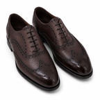 Dark Brown Pebble Grain Wingtip Oxford Shoes