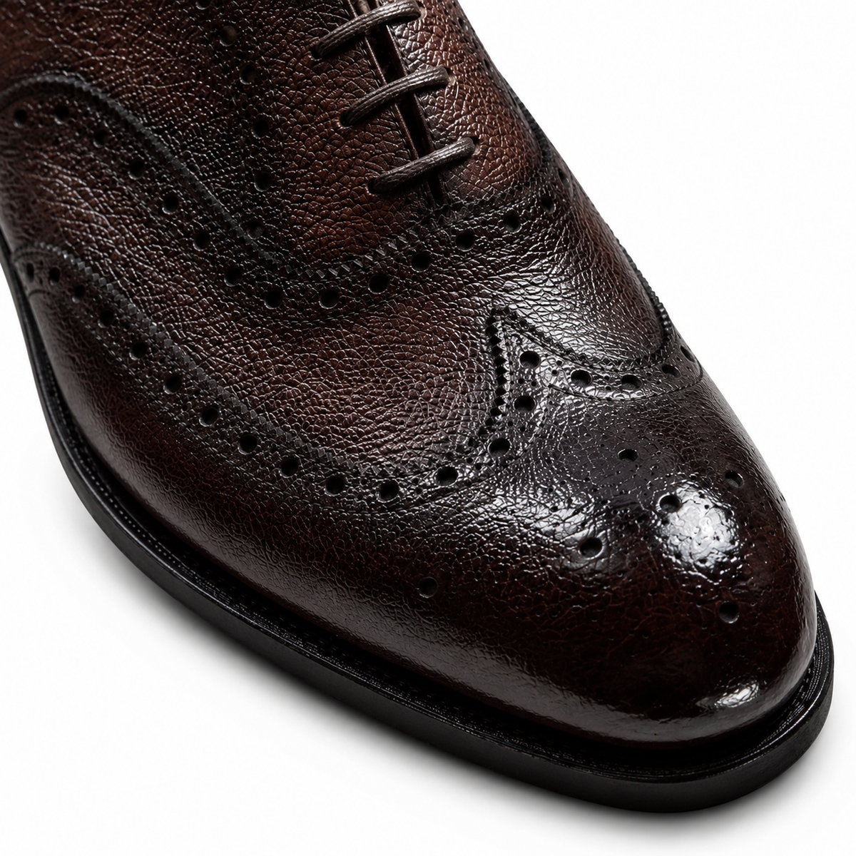 Dark Brown Pebble Grain Wingtip Oxford Shoes