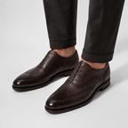 Dark Brown Pebble Grain Wingtip Oxford Shoes