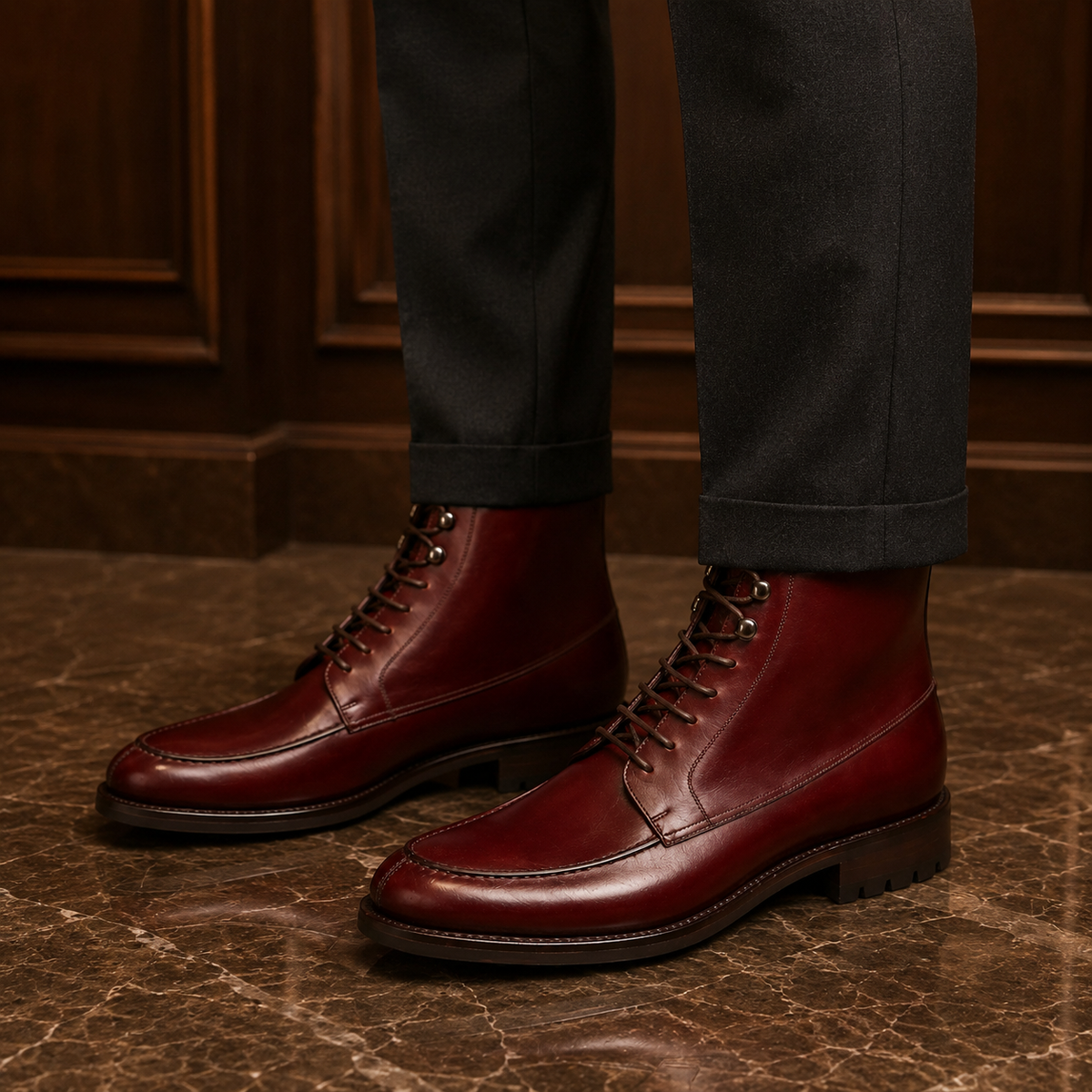 Burgundy Heritage Derby Boots