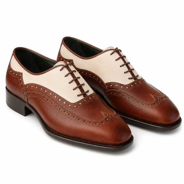 Two-Tone Leather Brogue Oxford Shoes