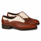 Two-Tone Leather Brogue Oxford Shoes