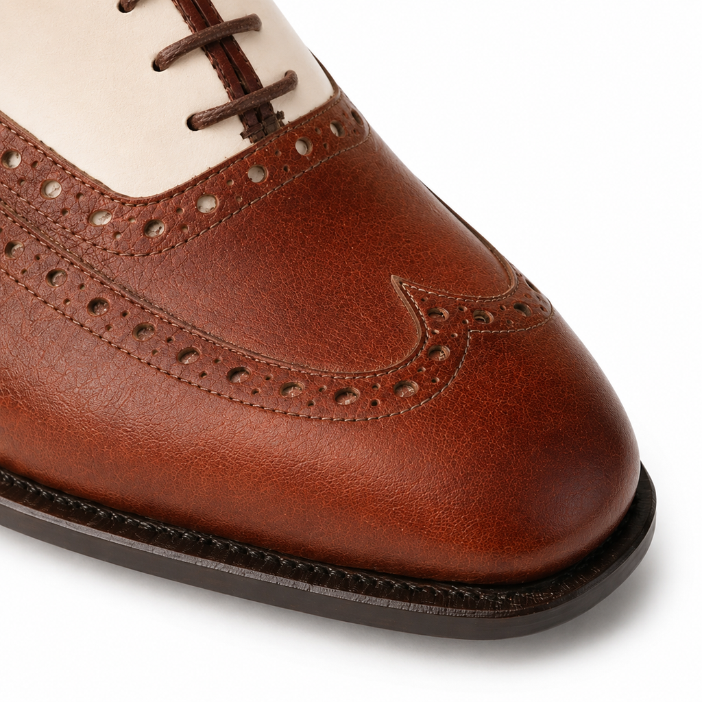 Two-Tone Leather Brogue Oxford Shoes