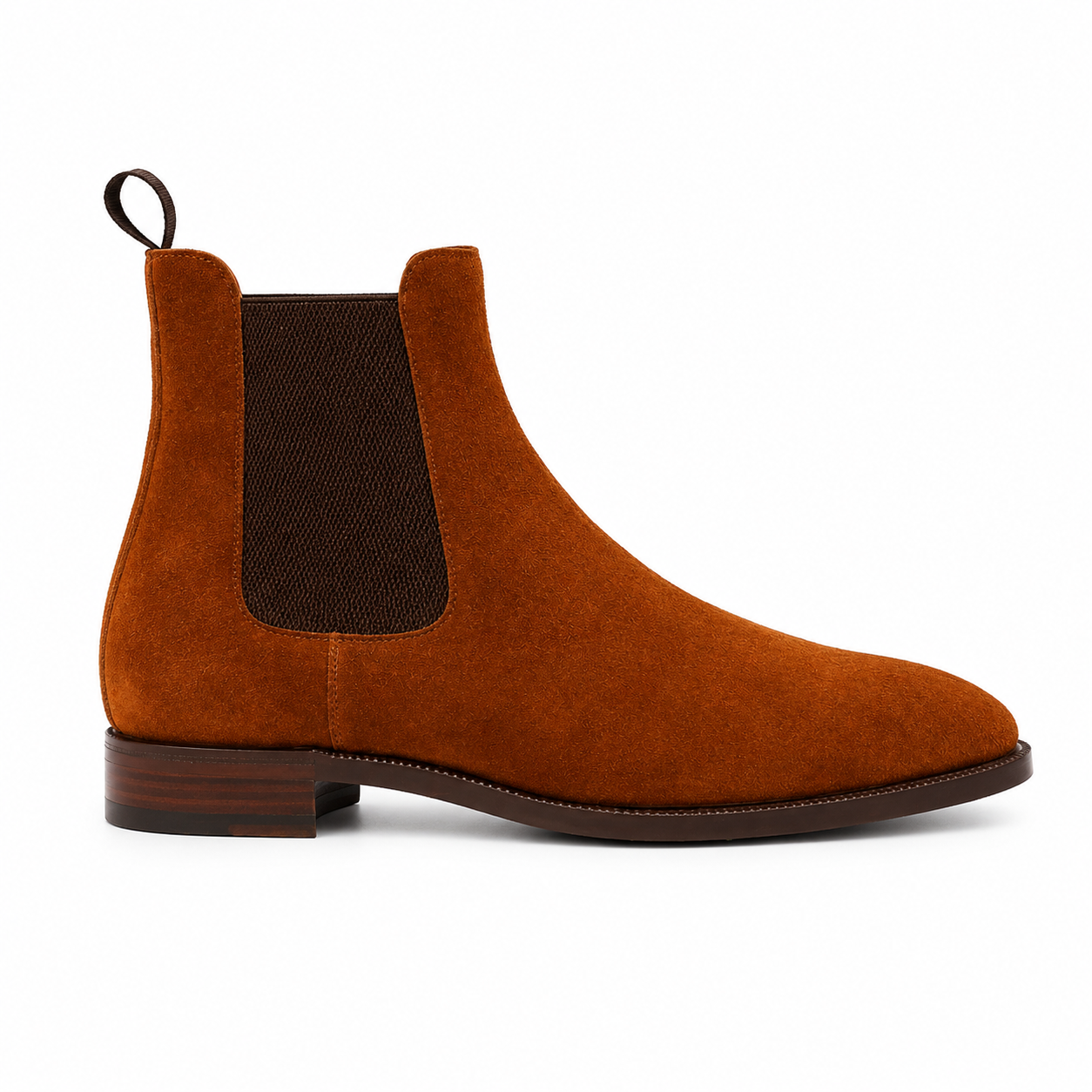 Cognac Suede Chelsea Boots