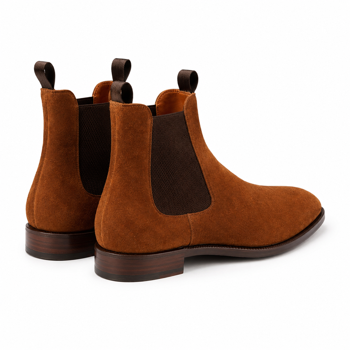 Cognac Suede Chelsea Boots