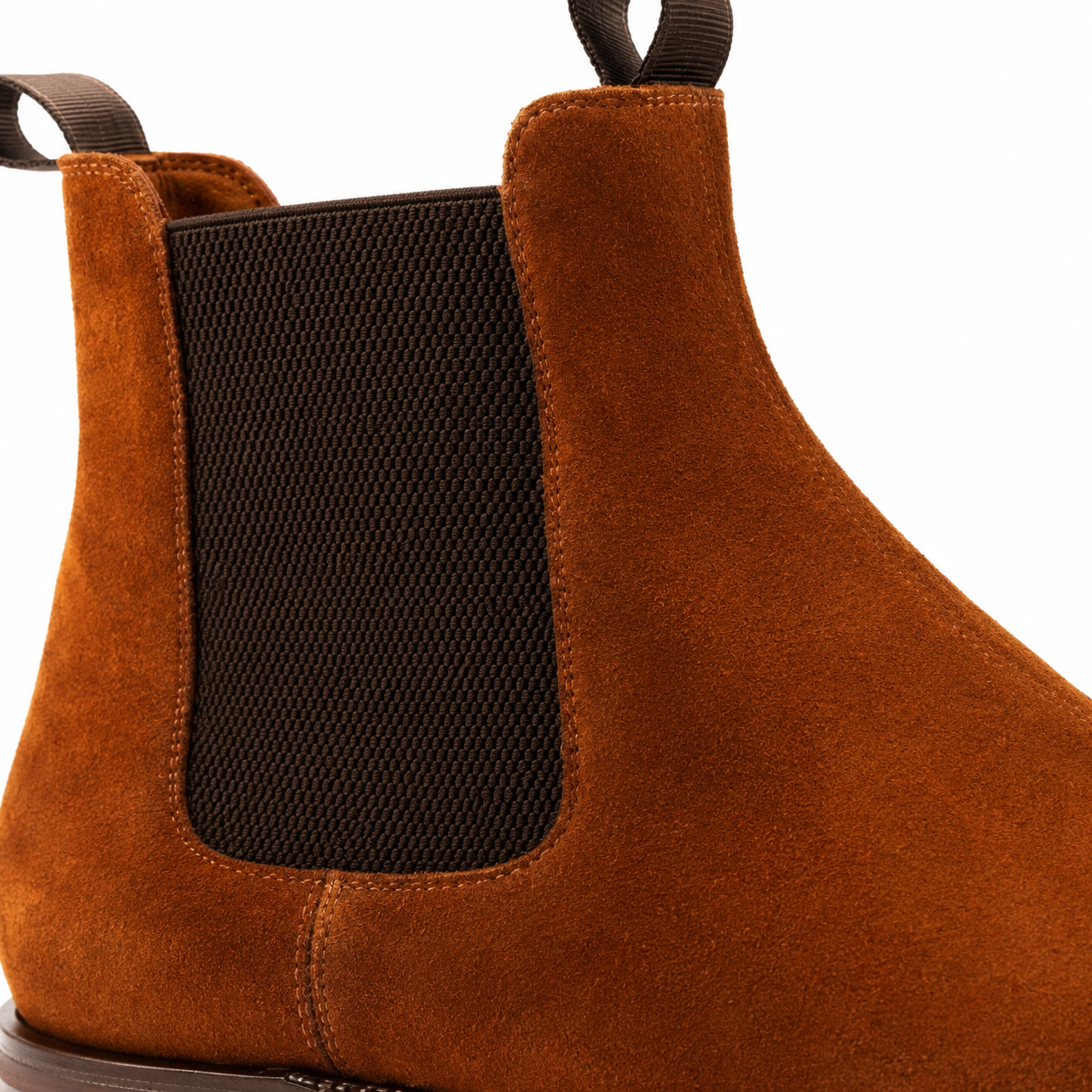 Cognac Suede Chelsea Boots