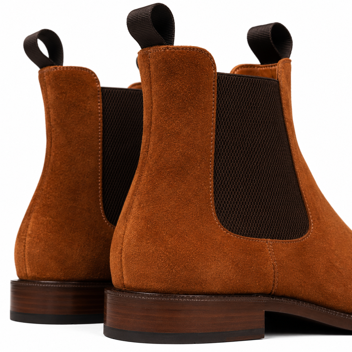 Cognac Suede Chelsea Boots