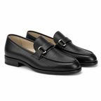 Classic Textured Black Leather Loafers