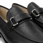 Classic Textured Black Leather Loafers