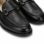 Classic Textured Black Leather Loafers