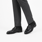 Classic Textured Black Leather Loafers
