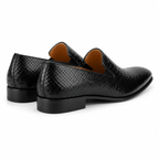 Black Snake-Embossed Leather Venetian Loafers