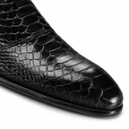 Black Snake-Embossed Leather Venetian Loafers