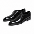 Onyx Black Leather Wholecut Oxford Shoes