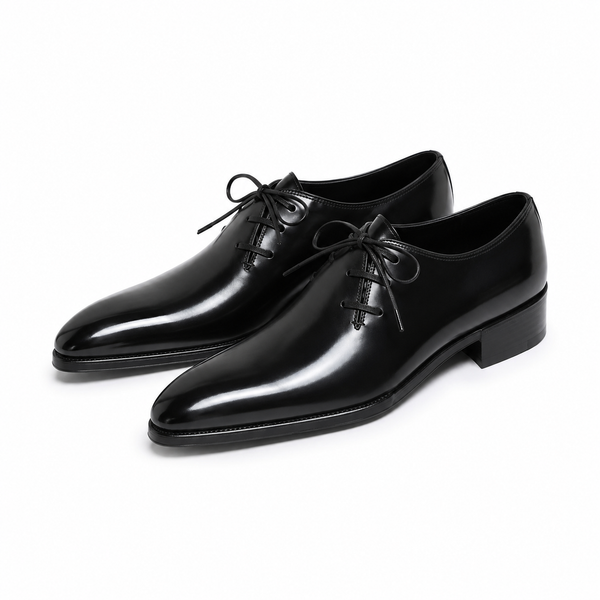 Onyx Black Leather Wholecut Oxford Shoes