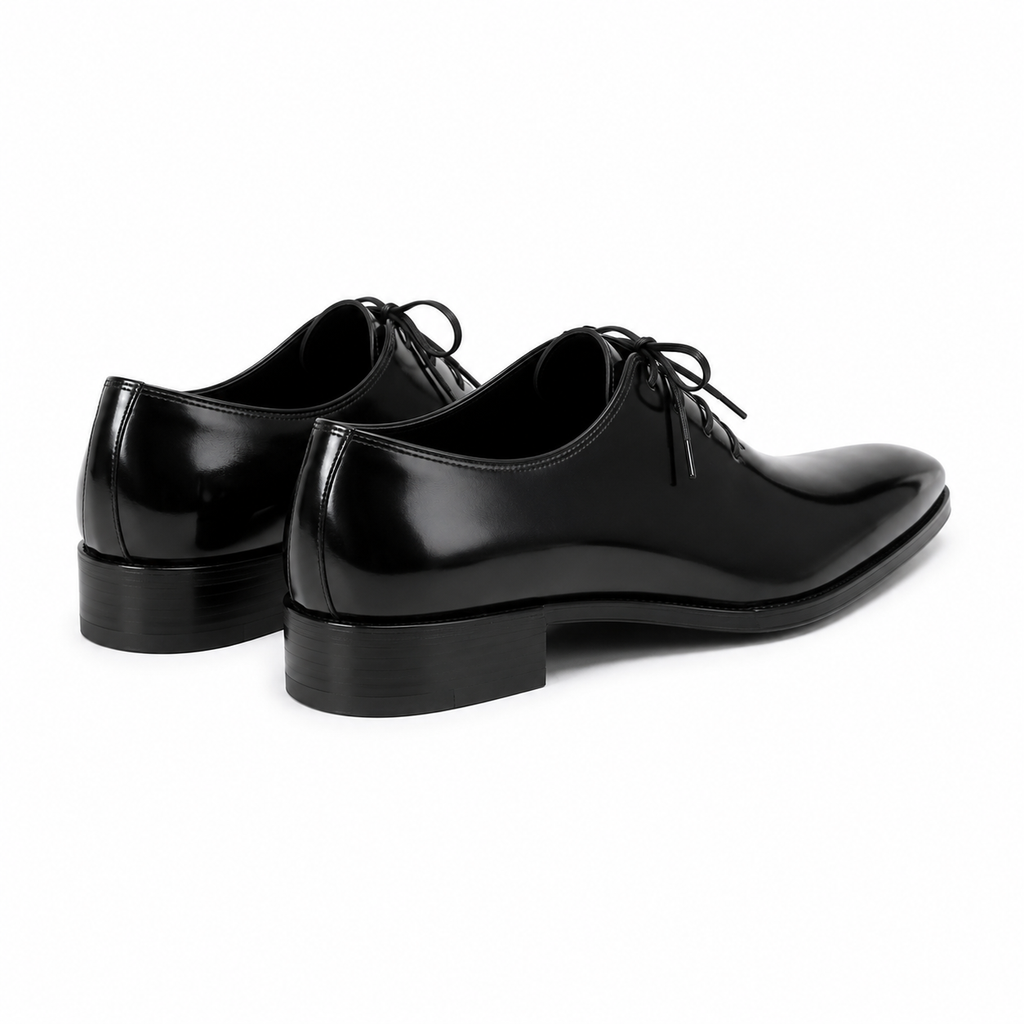 Onyx Black Leather Wholecut Oxford Shoes