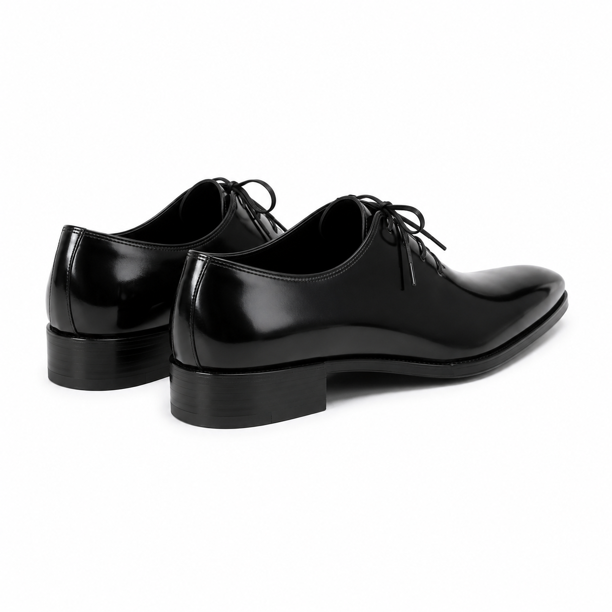 Onyx Black Leather Wholecut Oxford Shoes