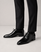 Onyx Black Leather Wholecut Oxford Shoes