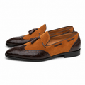 Brown Croc-Embossed Tassel Loafer
