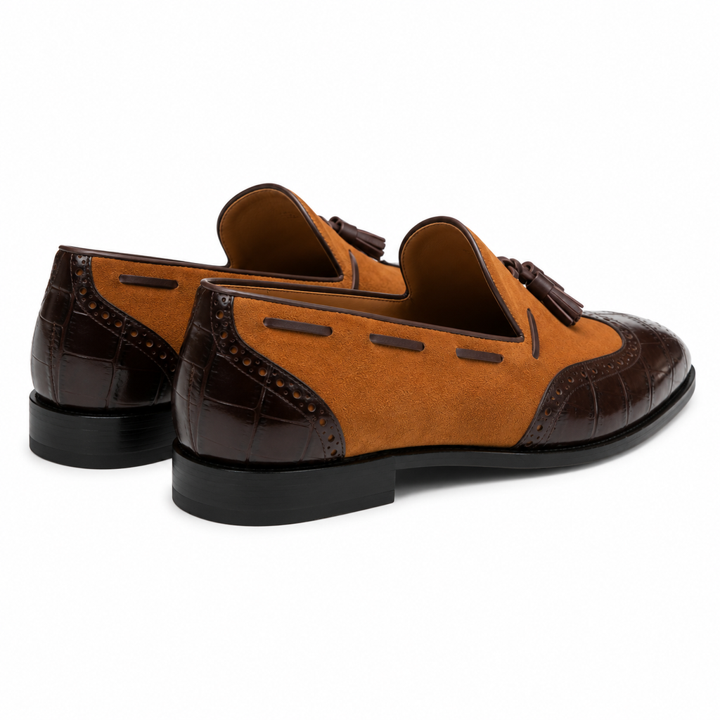 Brown Croc-Embossed Tassel Loafer