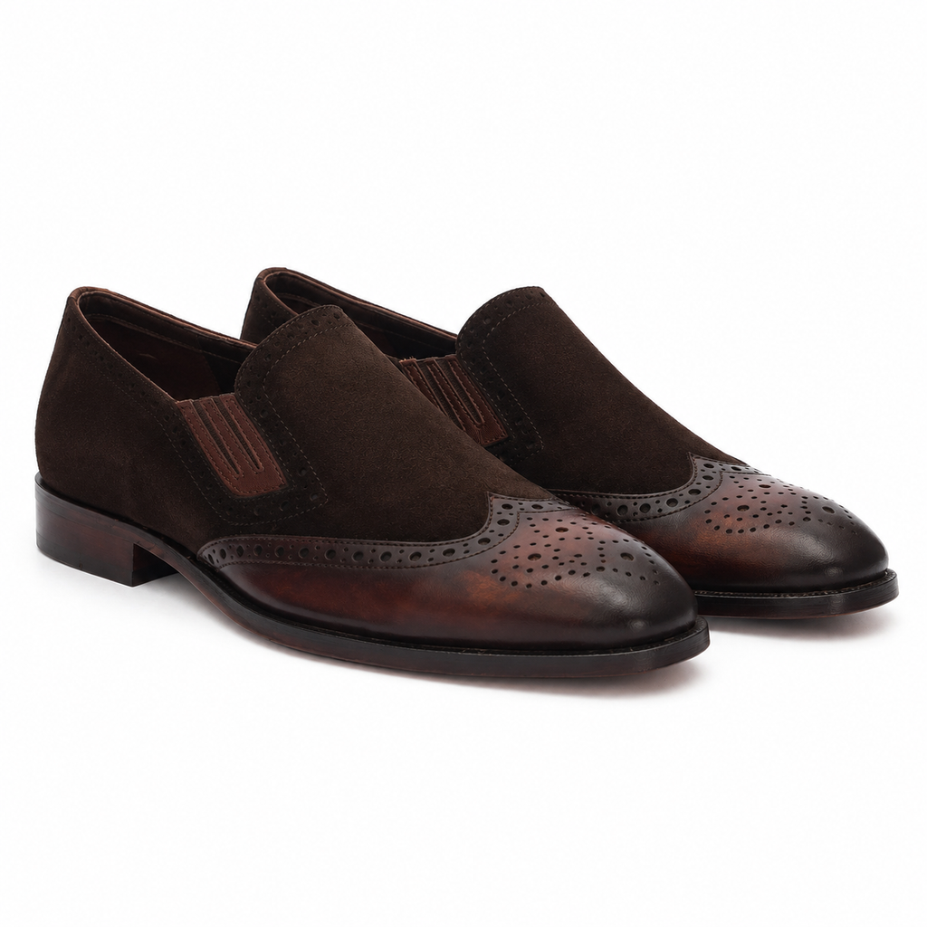 Burnished Wingtip Slip-On