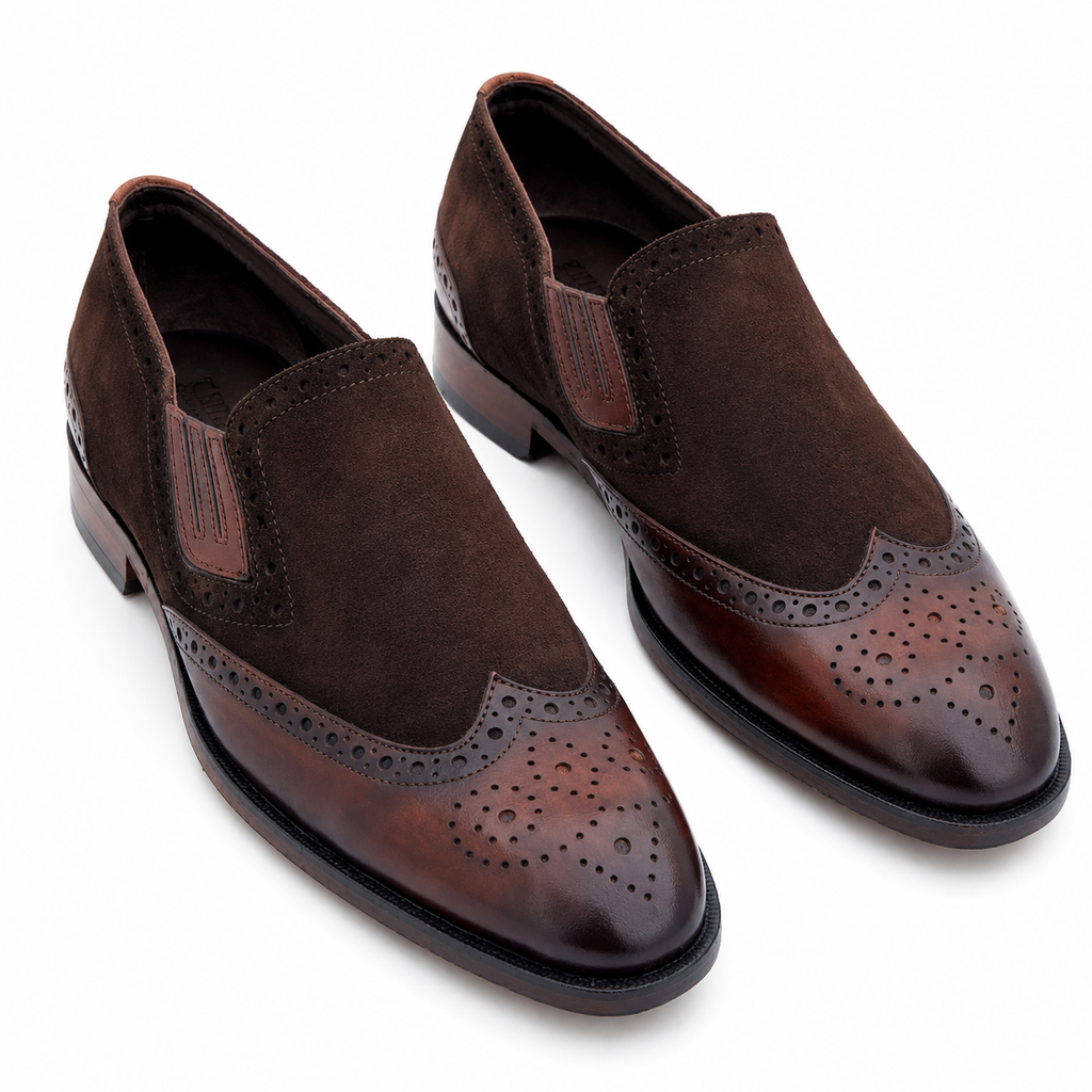 Burnished Wingtip Slip-On