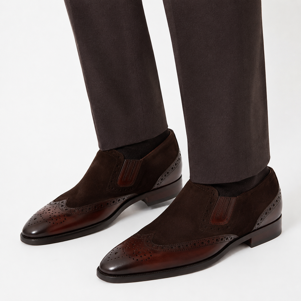 Burnished Wingtip Slip-On
