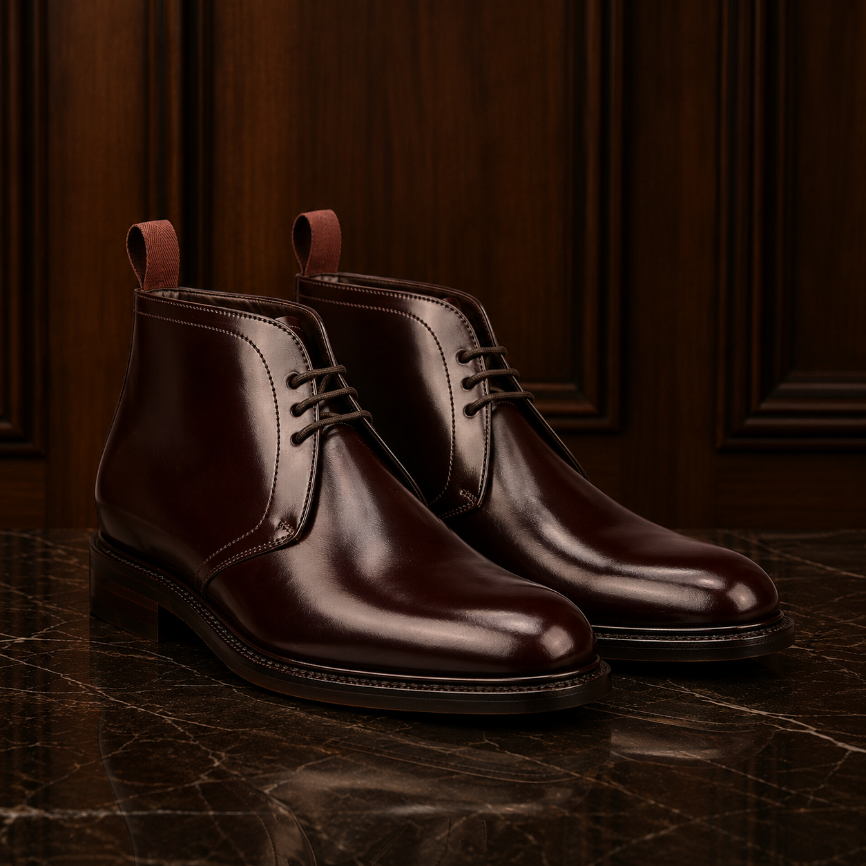 Bordeaux Leather Chukka Boots