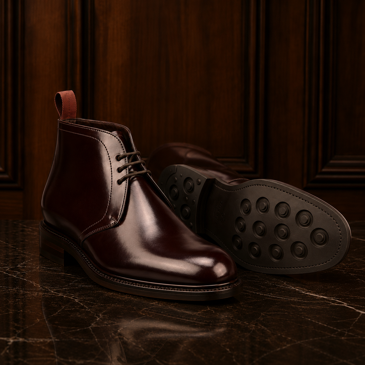 Bordeaux Leather Chukka Boots