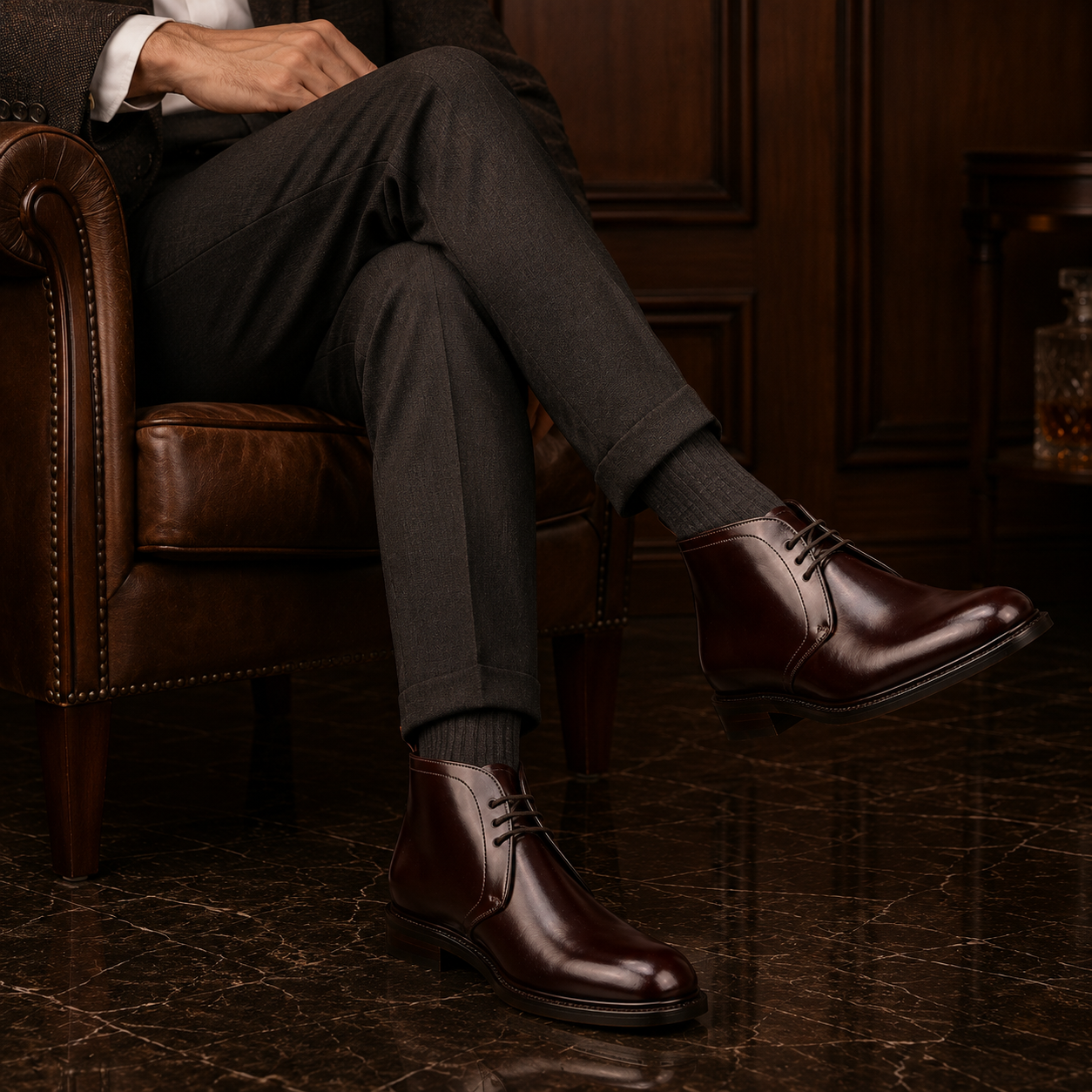 Bordeaux Leather Chukka Boots