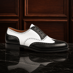 Monaco Black & White Wingtip Brogue Shoes