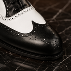 Monaco Black & White Wingtip Brogue Shoes