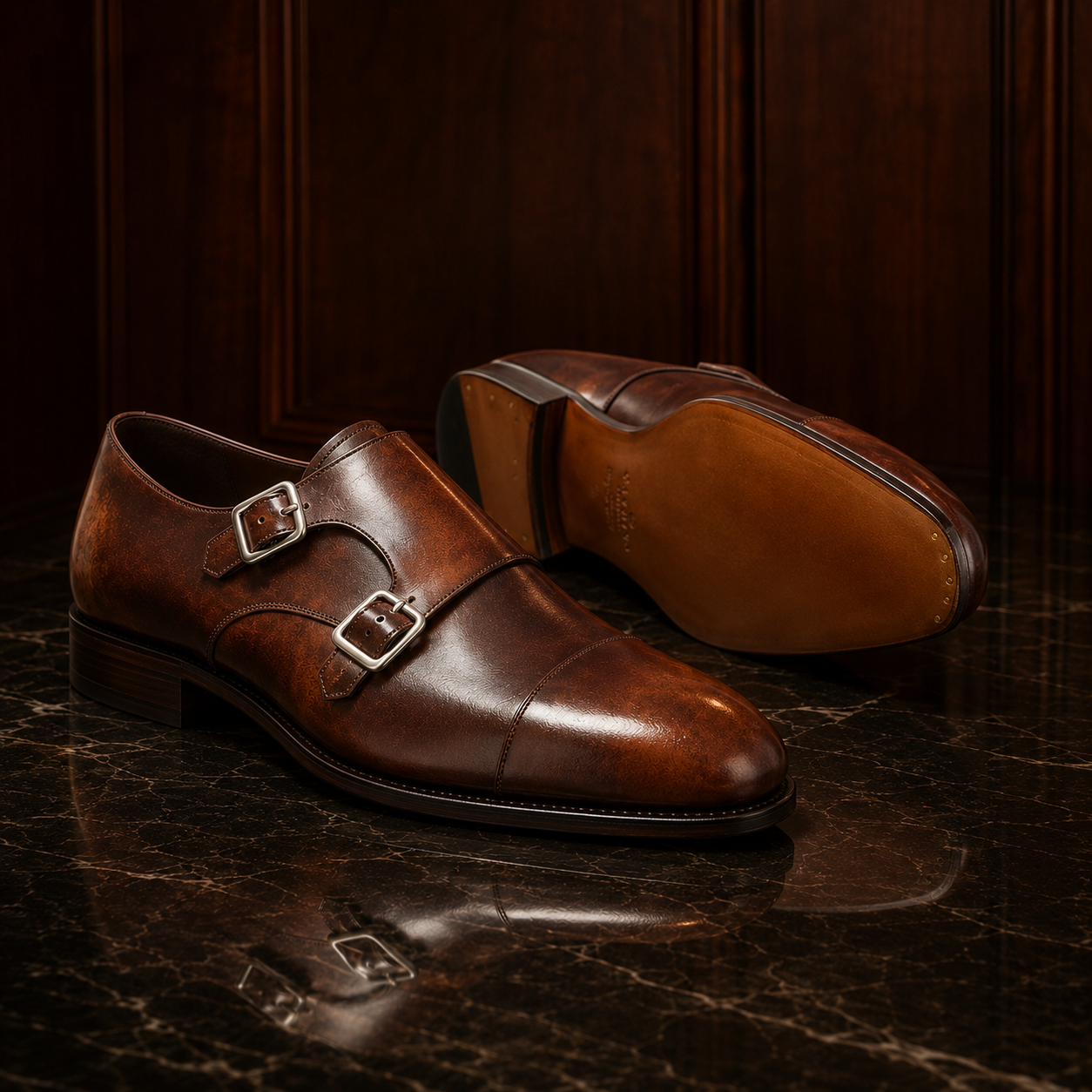 Sienna Patina Double Monk Strap Shoes