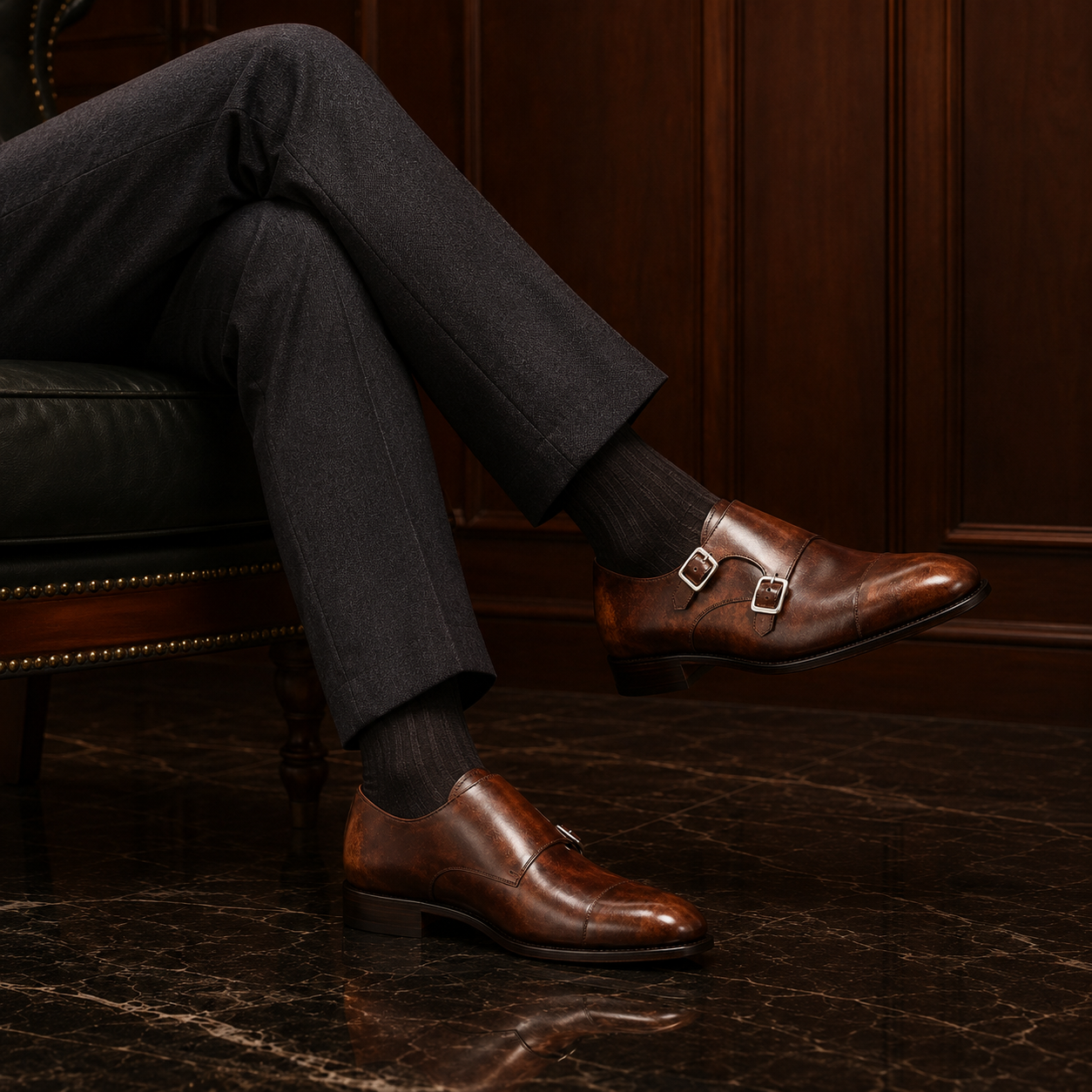Sienna Patina Double Monk Strap Shoes