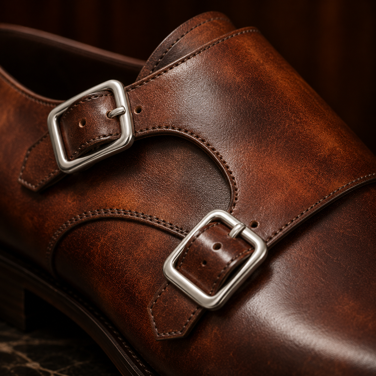Sienna Patina Double Monk Strap Shoes
