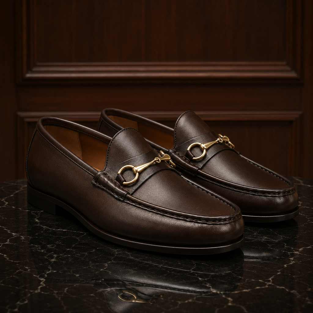 Ascot Dark Brown Leather Horsebit Loafers