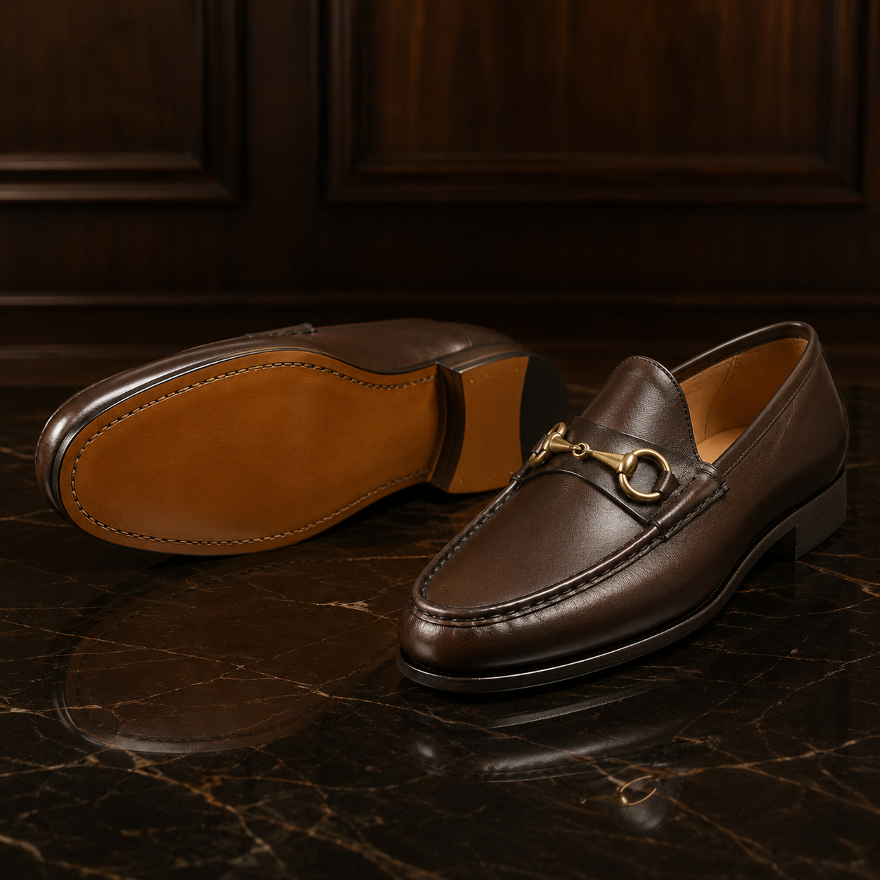 Ascot Dark Brown Leather Horsebit Loafers