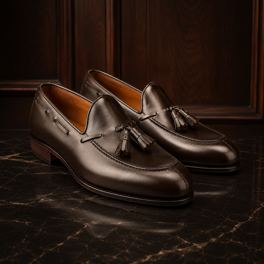 Savile Dark Brown Leather Tassel Loafers