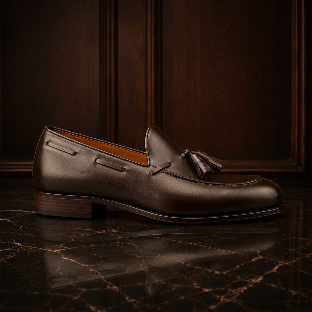 Savile Dark Brown Leather Tassel Loafers