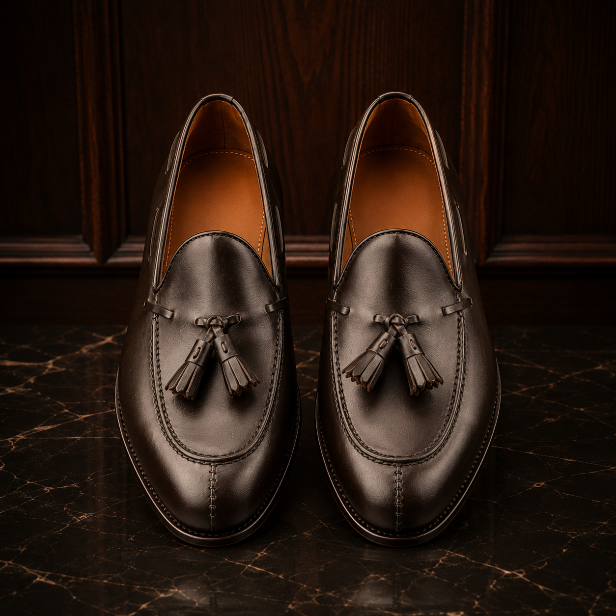 Savile Dark Brown Leather Tassel Loafers