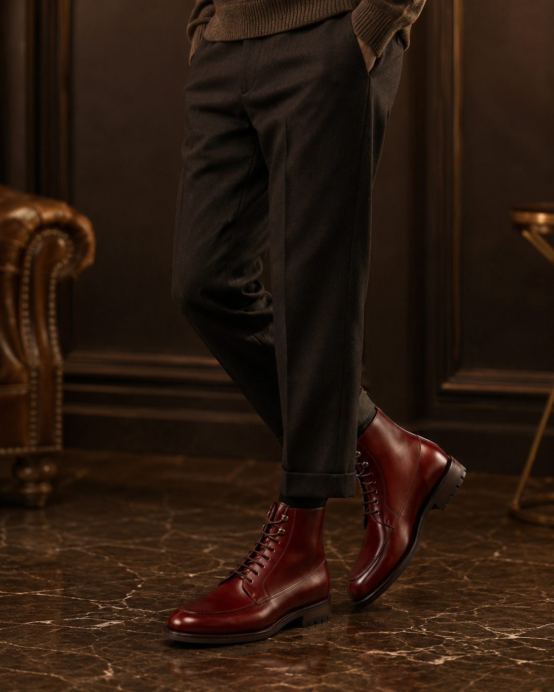 Burgundy Heritage Derby Boots